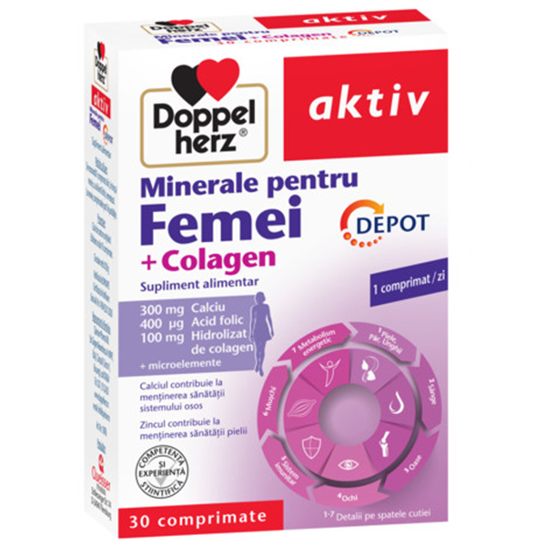 Aktiv Minerale pentru femei + colagen depot Doppelherz – 30 comprimate